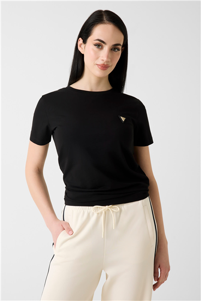 Guess Colette Kadın Aktif Oversize Fit Bisiklet Yaka T-Shirt Siyah