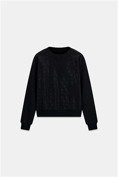 Guess Crysta Kadın Bisiklet Yaka Sweatshirt Siyah
