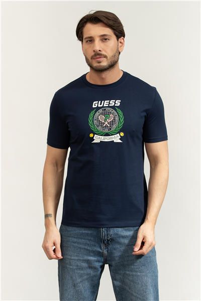 Guess Daven Erkek Aktif Regular Fit Bisiklet Yaka T-Shirt