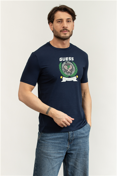 Guess Daven Erkek Aktif Regular Fit Bisiklet Yaka T-Shirt