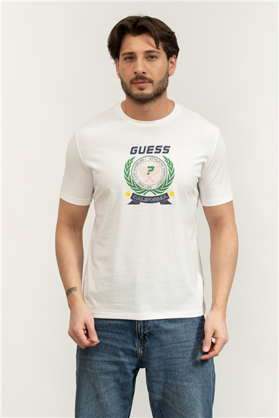 Guess Daven Erkek Aktif Regular Fit Bisiklet Yaka T-Shirt