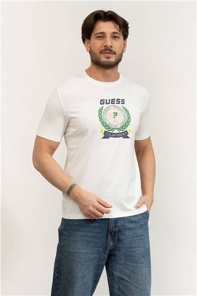 Guess Daven Erkek Aktif Regular Fit Bisiklet Yaka T-Shirt