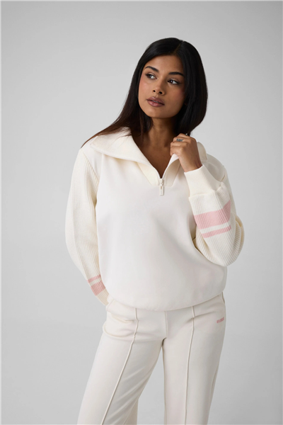 Guess Fabrizia Kadın Aktif Fermuarlı Sweatshirt Beyaz