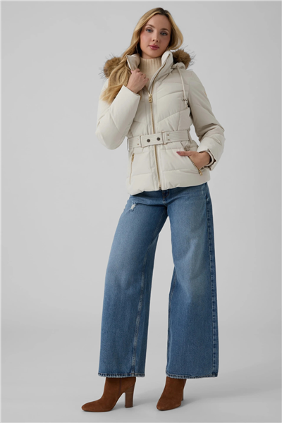 Guess Fatema Kadın Şişme Mont Krem