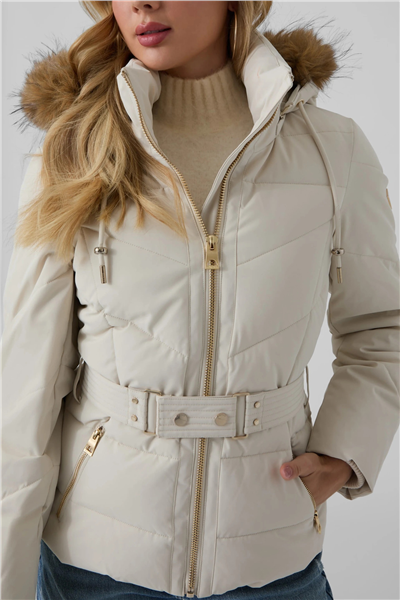 Guess Fatema Kadın Şişme Mont Krem