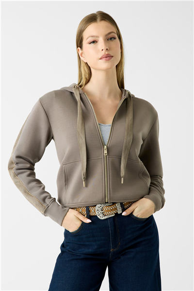 Guess Hody Kadın Scuba Kapüşonlu Sweatshirt Kahverengi