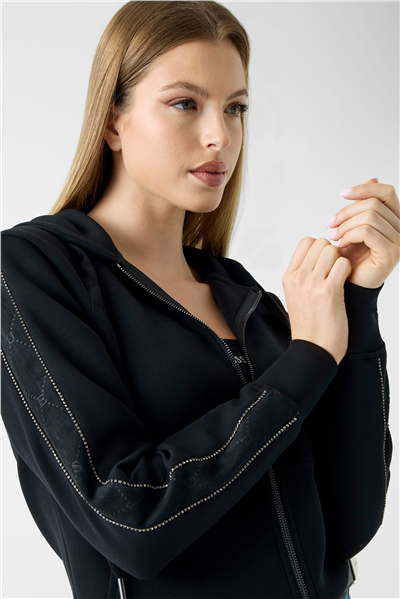 Guess Hody Kadın Scuba Kapüşonlu Sweatshirt Siyah