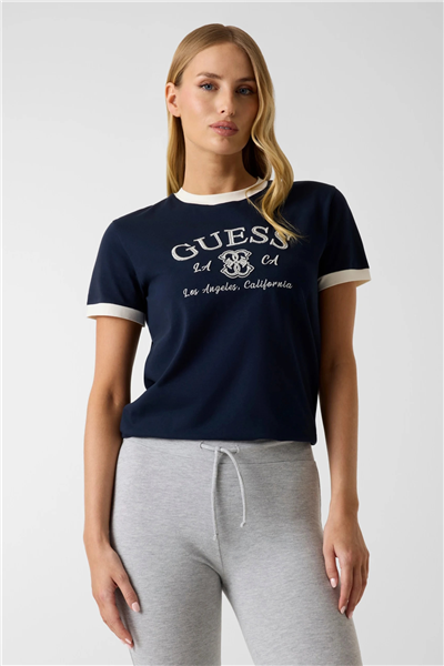 Guess Hoshi Kadın Aktif Regular Fit Bisiklet Yaka T-Shirt Lacivert