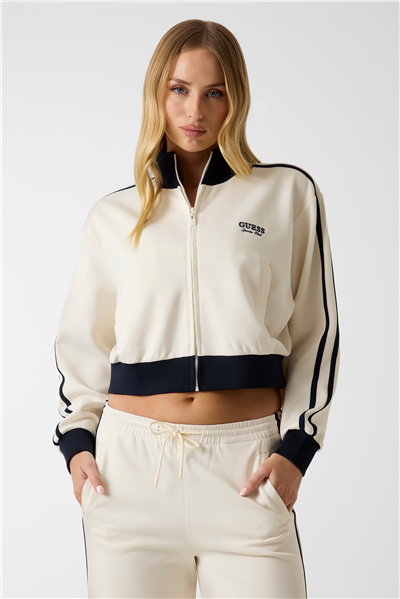 Guess Hoshi Kadın Aktif Scuba Fermuarlı Sweatshirt Beyaz