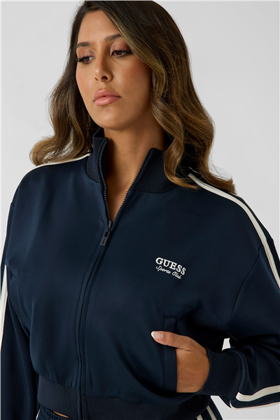 Guess Hoshi Kadın Aktif Scuba Fermuarlı Sweatshirt Lacivert