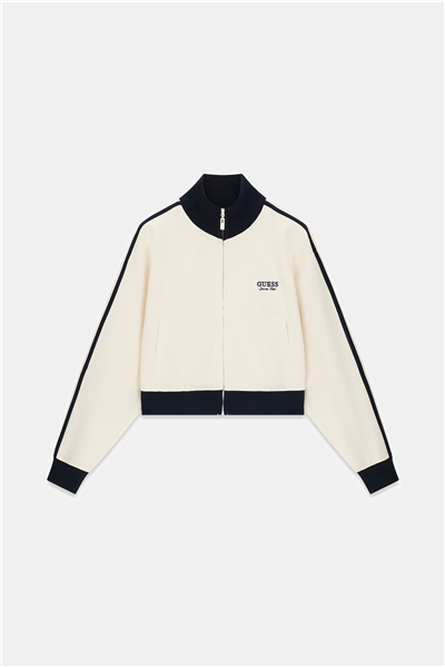 Guess Hoshi Kadın Aktif Scuba Fermuarlı Sweatshirt Beyaz