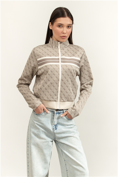 Guess Jacquard Kadın Aktif Fermuarlı Sweatshirt