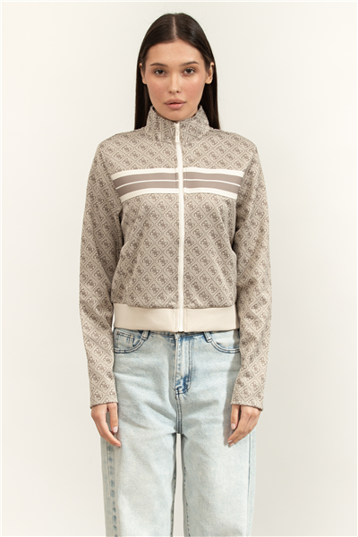 Guess Jacquard Kadın Aktif Fermuarlı Sweatshirt