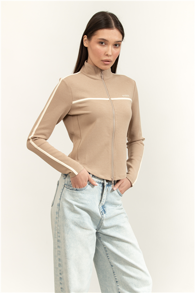 Guess Jasmine Kadın Aktif Modal Karışımlı Scuba Fermuarlı Sweatshirt