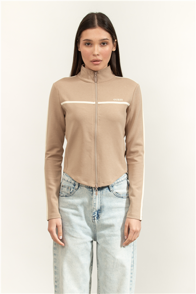 Guess Jasmine Kadın Aktif Modal Karışımlı Scuba Fermuarlı Sweatshirt