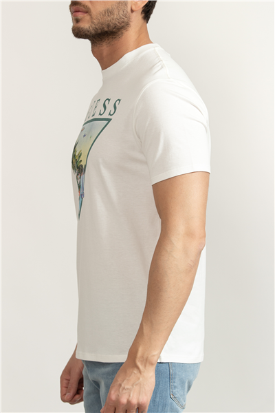 Guess Jersey Erkek Regular Fit Bisiklet Yaka T-Shirt