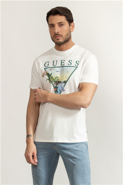 Guess Jersey Erkek Regular Fit Bisiklet Yaka T-Shirt