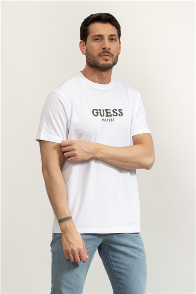 Guess Jersey Erkek Regular Fit Bisiklet Yaka T-Shirt
