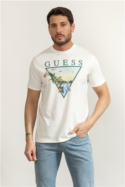 Guess Jersey Erkek Regular Fit Bisiklet Yaka T-Shirt