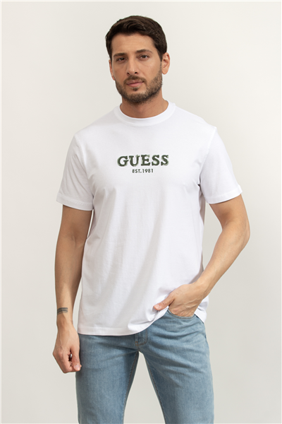 Guess Jersey Erkek Regular Fit Bisiklet Yaka T-Shirt