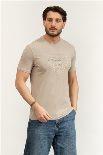 Guess Jersey Erkek Slim Fit Bisiklet Yaka T-Shirt