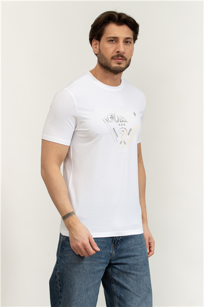Guess Jersey Erkek Slim Fit Bisiklet Yaka T-Shirt