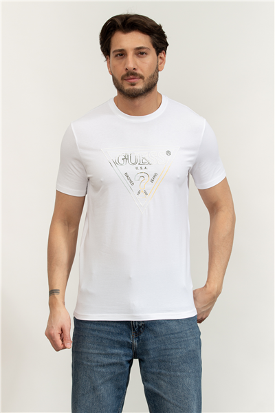 Guess Jersey Erkek Slim Fit Bisiklet Yaka T-Shirt