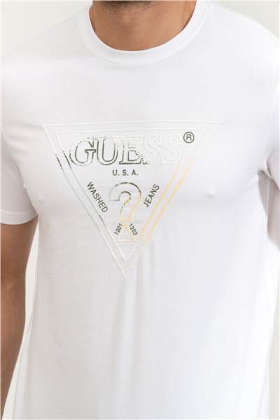 Guess Jersey Erkek Slim Fit Bisiklet Yaka T-Shirt