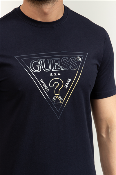 Guess Jersey Erkek Slim Fit Bisiklet Yaka T-Shirt
