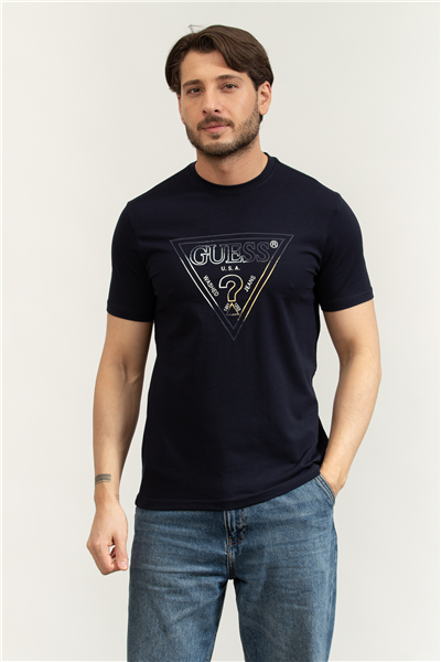 Guess Jersey Erkek Slim Fit Bisiklet Yaka T-Shirt
