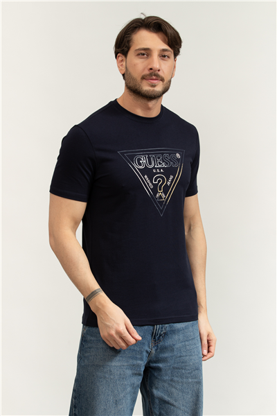 Guess Jersey Erkek Slim Fit Bisiklet Yaka T-Shirt