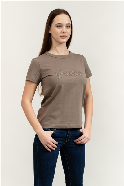 Guess Jersey Kadın Boxy Fit Bisiklet Yaka T-Shirt