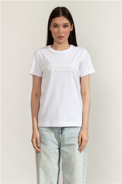 Guess Jersey Kadın Boxy Fit Bisiklet Yaka T-Shirt