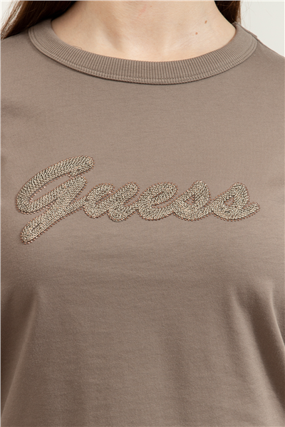 Guess Jersey Kadın Boxy Fit Bisiklet Yaka T-Shirt