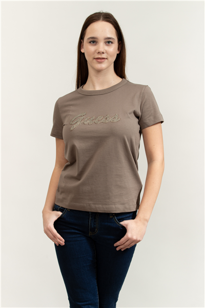 Guess Jersey Kadın Boxy Fit Bisiklet Yaka T-Shirt