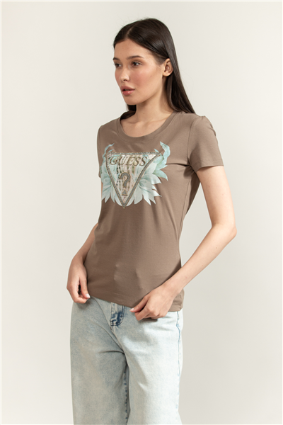 Guess Jersey Kadın Slim Fit Bisiklet Yaka T-Shirt