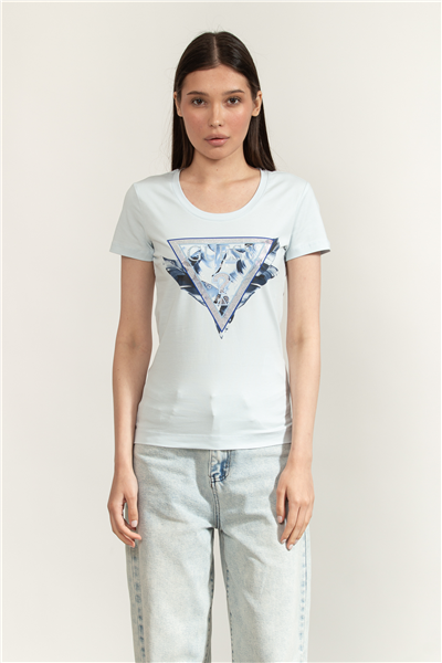 Guess Jersey Kadın Slim Fit Bisiklet Yaka T-Shirt