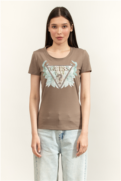 Guess Jersey Kadın Slim Fit Bisiklet Yaka T-Shirt