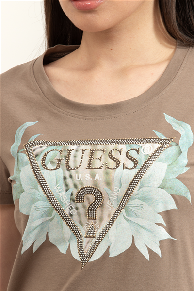 Guess Jersey Kadın Slim Fit Bisiklet Yaka T-Shirt