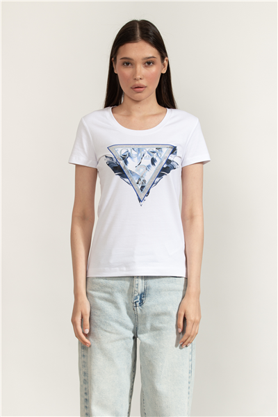 Guess Jersey Kadın Slim Fit Bisiklet Yaka T-Shirt