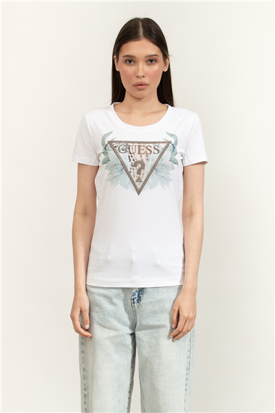 Guess Jersey Kadın Slim Fit Bisiklet Yaka T-Shirt