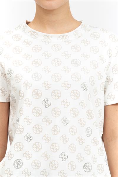 Guess Kadın Bisiklet Yaka T-Shirt Bej