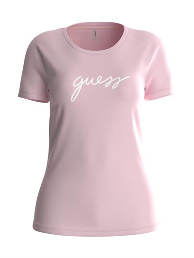 Guess Kadın Bisiklet Yaka T-Shirt Pembe