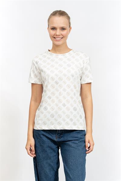 Guess Kadın Bisiklet Yaka T-Shirt Bej
