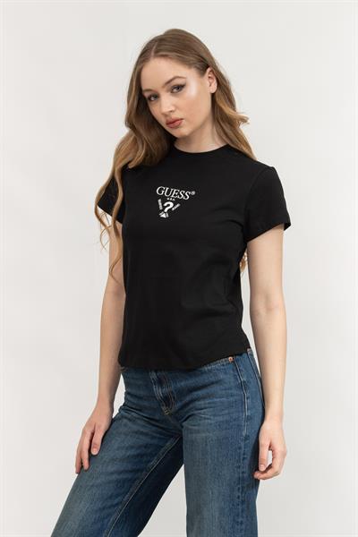Guess Kadın Bisiklet Yaka T-Shirt Siyah