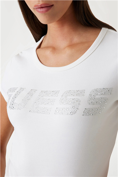 Guess Kadın Bisiklet Yaka T-Shirt Krem