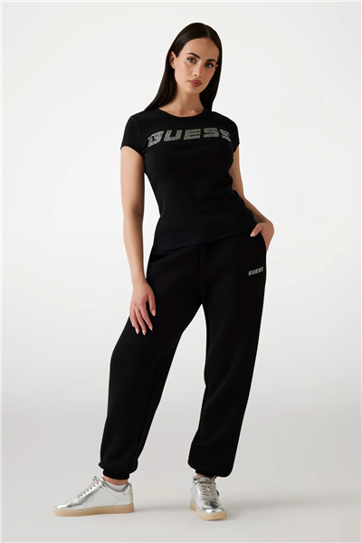 Guess Kadın Bisiklet Yaka T-Shirt Siyah