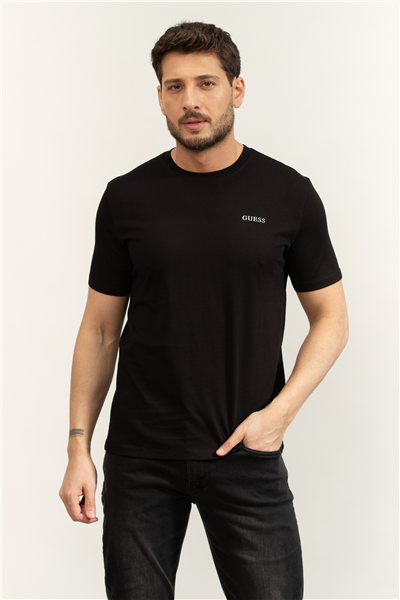Guess Marzio Erkek Aktif Regular Fit T-Shirt Siyah