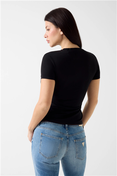 Guess Miny Kadın Modal Slim Fit Bisiklet Yaka T-Shirt Siyah