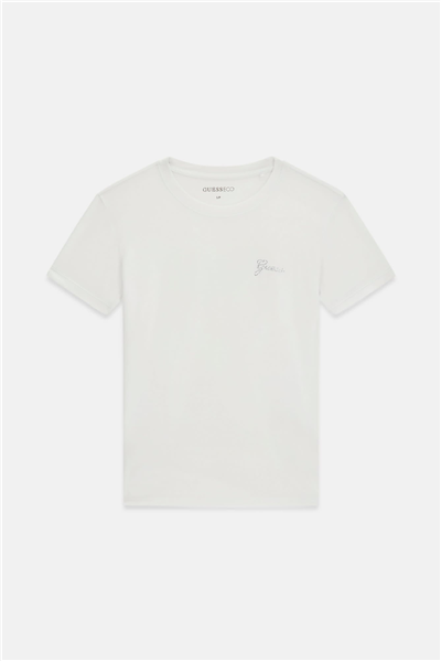 Guess Miny Kadın Modal Slim Fit Bisiklet Yaka T-Shirt Beyaz